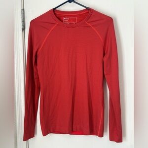 Figs Salta Seamless Longsleeve Underscrub Size Medium Orange Red Stripe